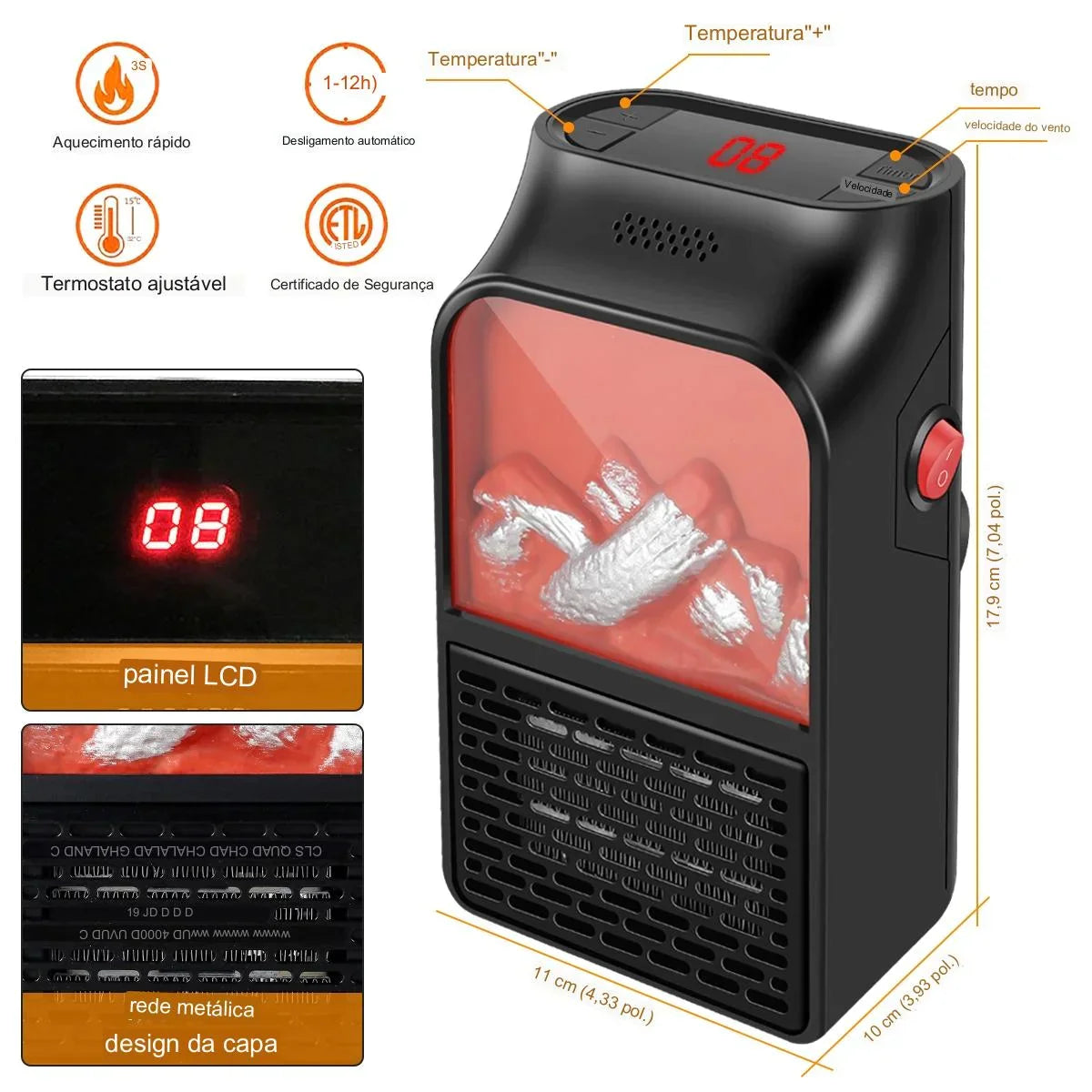 PROMOÇÃO: AQUECEDOR PORTÁTIL ELÉTRICO - 400W