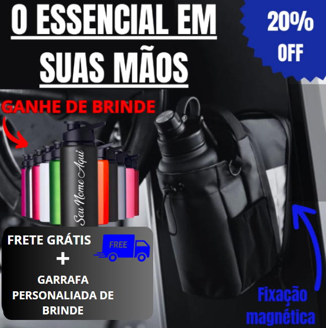 OFERTA EXCLUSIVA: Bolsa Magnética para Celular ™ +[ GARRAFA DE ÁGUA DE BRINDE PERSONALIZADA COM SEU NOME]"✔️.