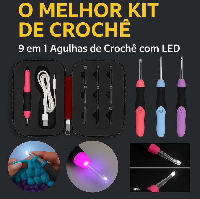 LUMILED KIT 9 EM 1 - ESTOJO DE AGULHAS COM LUZ EM LED ™ ✅